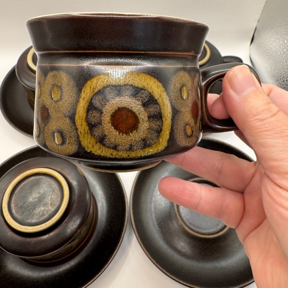 Denby Arabesque Short Coffee Cup and Saucer Set of 4. - Picture 9 of 13